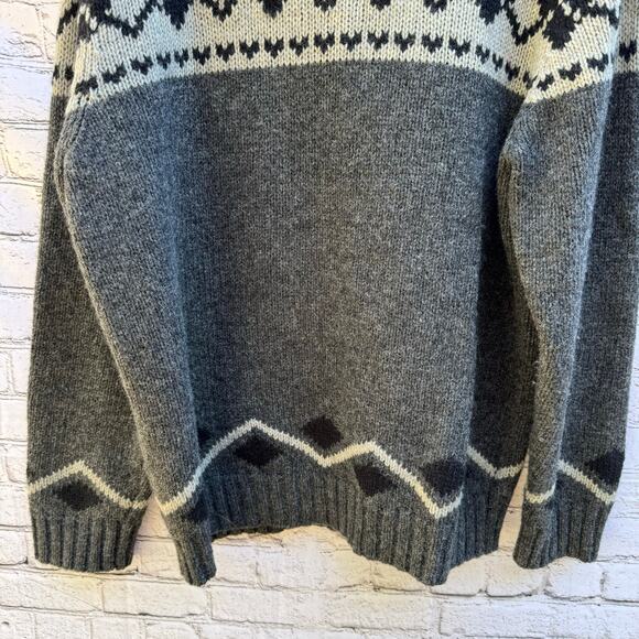 LL Bean Sweater Pullover 1/4 Zip 100% Shetland Wool XL Fair Isle Winter Warm - Picture 4 of 8
